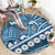 Blue Bula Fiji Round Carpet Fijian Language Week Tapa Cloth - Pastel