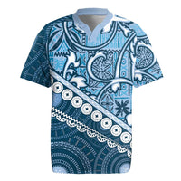 Blue Bula Fiji Rugby Jersey Fijian Language Week Tapa Cloth - Pastel LT14 Blue - Polynesian Pride