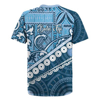 Blue Bula Fiji Rugby Jersey Fijian Language Week Tapa Cloth - Pastel LT14 - Polynesian Pride