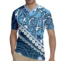 Blue Bula Fiji Rugby Jersey Fijian Language Week Tapa Cloth - Pastel LT14 - Polynesian Pride