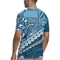 Blue Bula Fiji Rugby Jersey Fijian Language Week Tapa Cloth - Pastel LT14 - Polynesian Pride