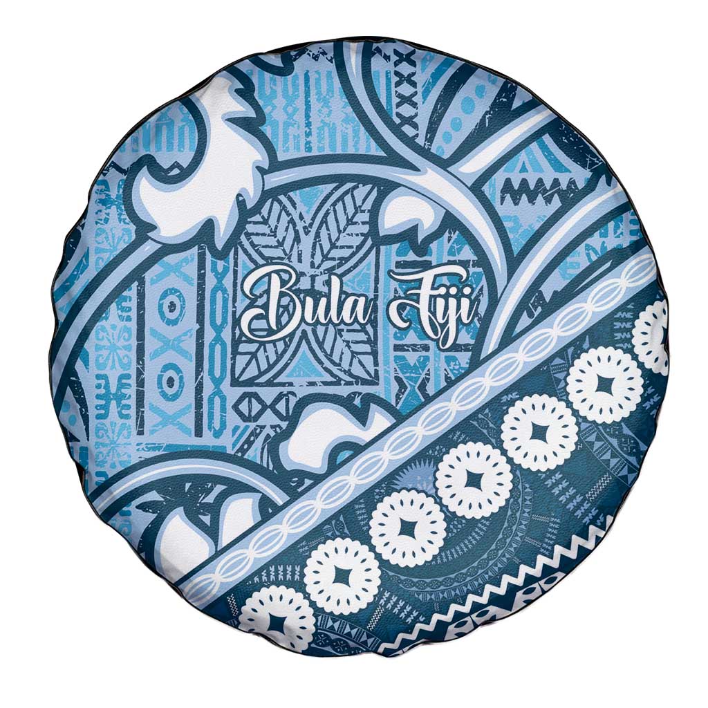 Blue Bula Fiji Spare Tire Cover Fijian Language Week Tapa Cloth - Pastel LT14 - Polynesian Pride