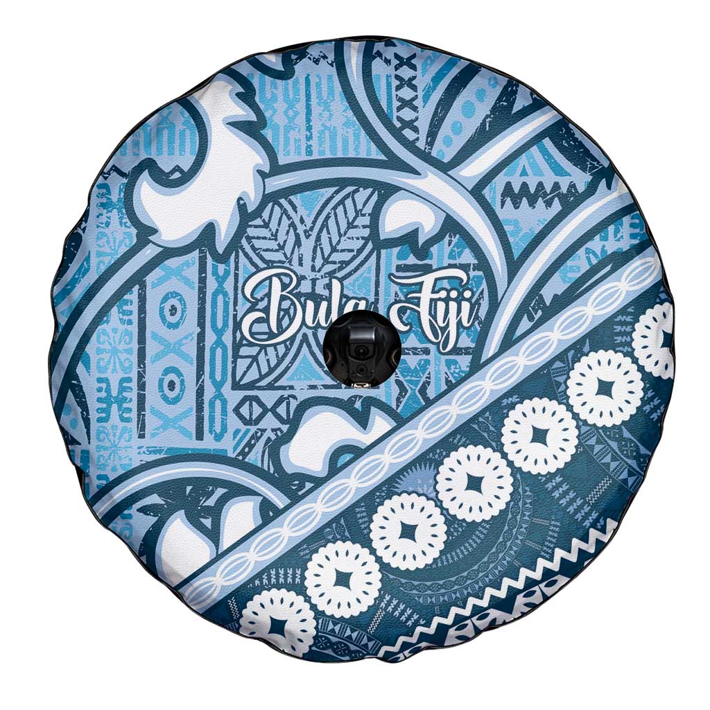 Blue Bula Fiji Spare Tire Cover Fijian Language Week Tapa Cloth - Pastel LT14 - Polynesian Pride