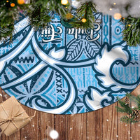 Blue Bula Fiji Tree Skirt Fijian Language Week Tapa Cloth - Pastel