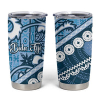 Blue Bula Fiji Tumbler Cup Fijian Language Week Tapa Cloth - Pastel LT14 Blue - Polynesian Pride