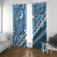 Blue Bula Fiji Window Curtain Fijian Language Week Tapa Cloth - Pastel