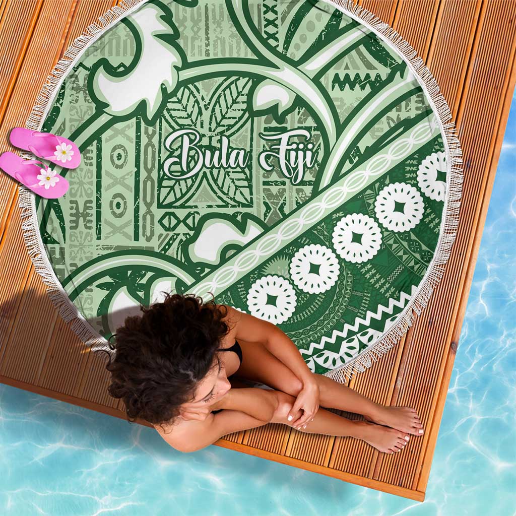 Green Bula Fiji Beach Blanket Fijian Language Week Tapa Cloth - Pastel LT14 - Polynesian Pride