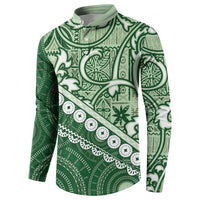 Green Bula Fiji Button Sweatshirt Fijian Language Week Tapa Cloth - Pastel LT14 - Polynesian Pride