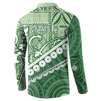 Green Bula Fiji Button Sweatshirt Fijian Language Week Tapa Cloth - Pastel LT14 - Polynesian Pride
