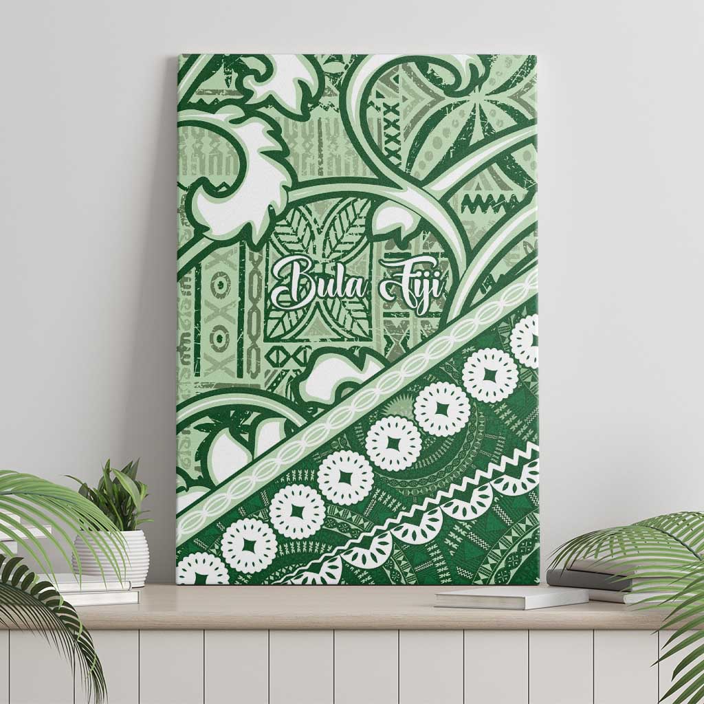 Green Bula Fiji Canvas Wall Art Fijian Language Week Tapa Cloth - Pastel LT14 - Polynesian Pride
