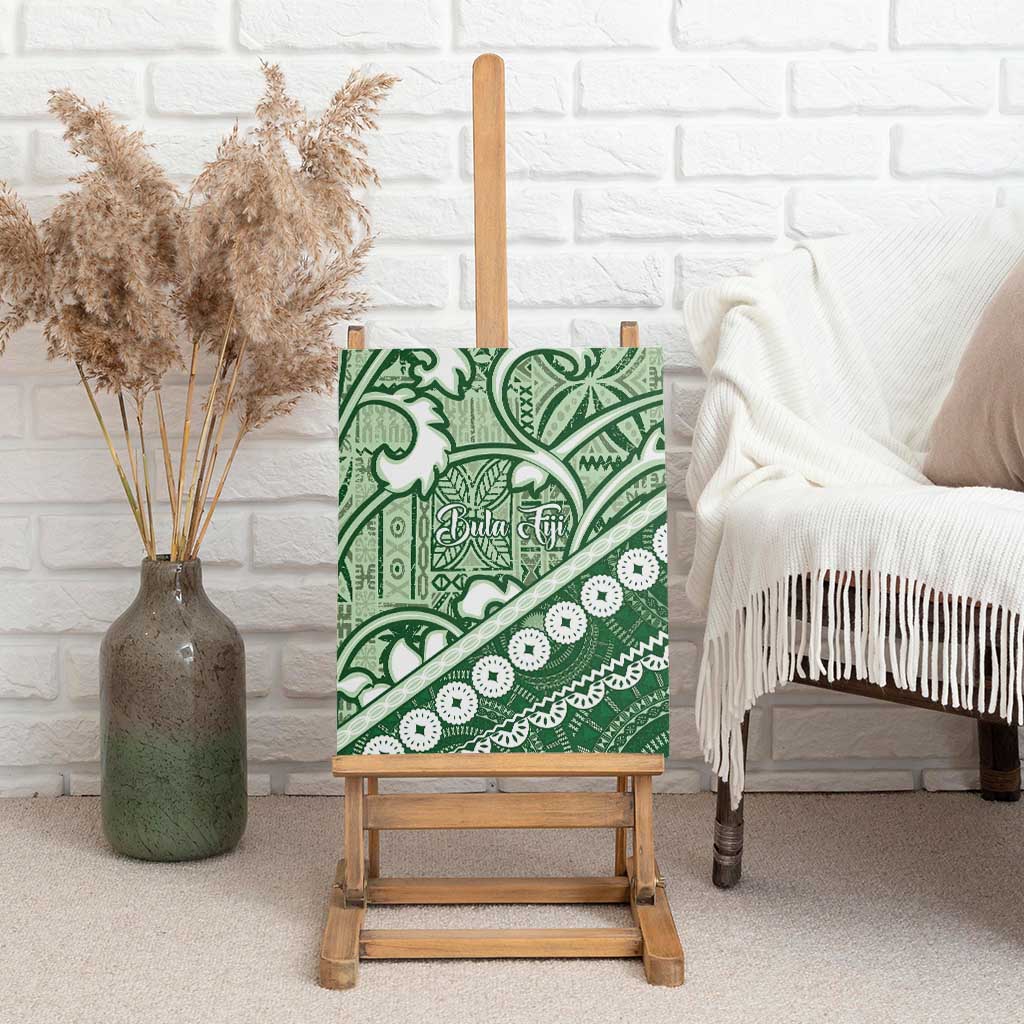 Green Bula Fiji Canvas Wall Art Fijian Language Week Tapa Cloth - Pastel LT14 - Polynesian Pride