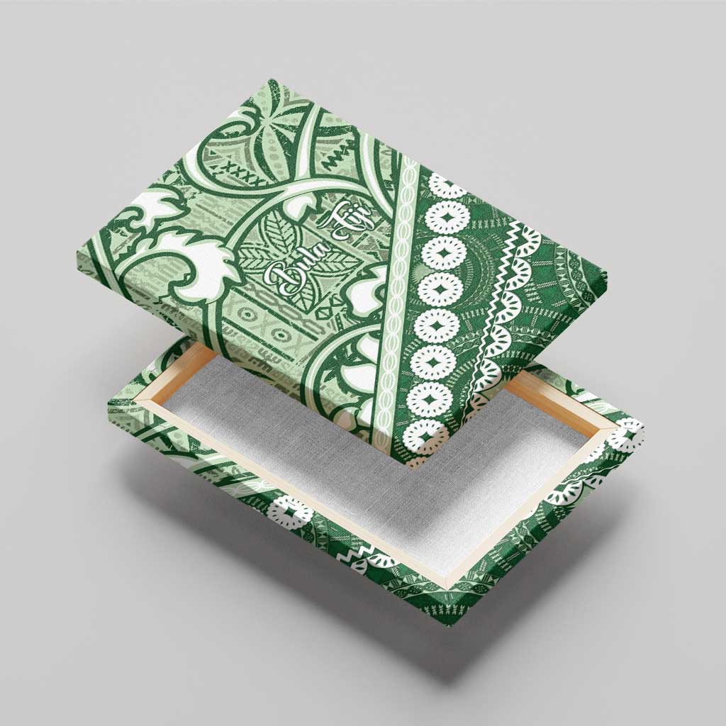 Green Bula Fiji Canvas Wall Art Fijian Language Week Tapa Cloth - Pastel LT14 - Polynesian Pride
