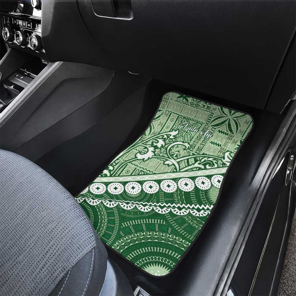 Green Bula Fiji Car Mats Fijian Language Week Tapa Cloth - Pastel LT14 - Polynesian Pride