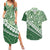 Green Bula Fiji Couples Matching Summer Maxi Dress and Hawaiian Shirt Fijian Language Week Tapa Cloth - Pastel