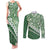 Green Bula Fiji Couples Matching Tank Maxi Dress and Long Sleeve Button Shirt Fijian Language Week Tapa Cloth - Pastel