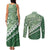 Green Bula Fiji Couples Matching Tank Maxi Dress and Long Sleeve Button Shirt Fijian Language Week Tapa Cloth - Pastel