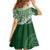 Green Bula Fiji Family Matching Off Shoulder Short Dress and Hawaiian Shirt Fijian Language Week Tapa Cloth - Pastel