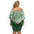 Green Bula Fiji Family Matching Off Shoulder Short Dress and Hawaiian Shirt Fijian Language Week Tapa Cloth - Pastel