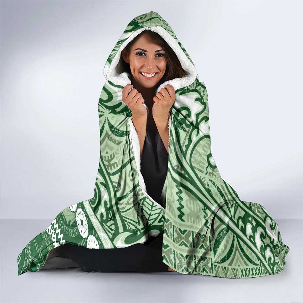 Green Bula Fiji Hooded Blanket Fijian Language Week Tapa Cloth - Pastel LT14 - Polynesian Pride