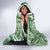 Green Bula Fiji Hooded Blanket Fijian Language Week Tapa Cloth - Pastel