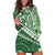 Green Bula Fiji Hoodie Dress Fijian Language Week Tapa Cloth - Pastel