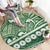 Green Bula Fiji Round Carpet Fijian Language Week Tapa Cloth - Pastel