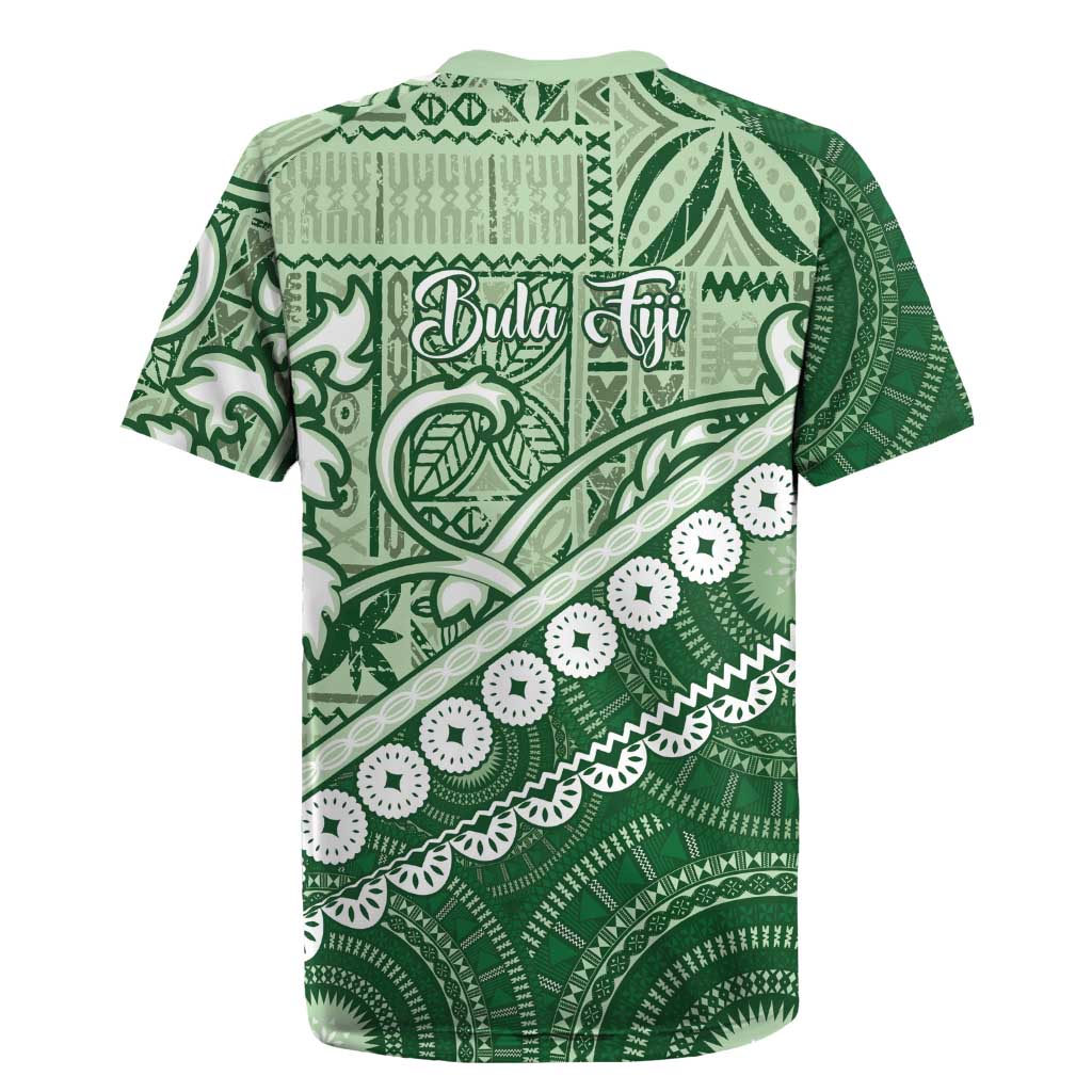Green Bula Fiji Rugby Jersey Fijian Language Week Tapa Cloth - Pastel LT14 - Polynesian Pride