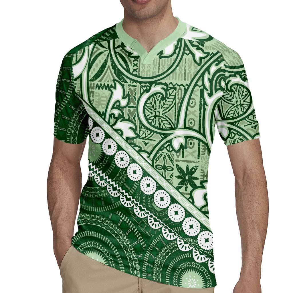 Green Bula Fiji Rugby Jersey Fijian Language Week Tapa Cloth - Pastel LT14 - Polynesian Pride