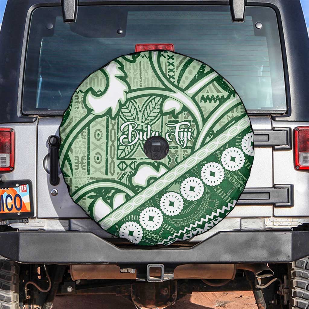 Green Bula Fiji Spare Tire Cover Fijian Language Week Tapa Cloth - Pastel