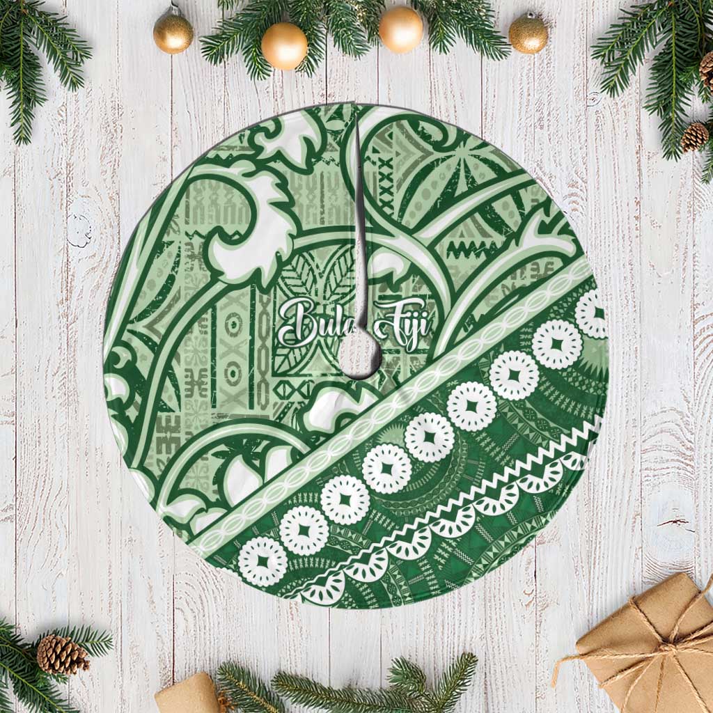 Green Bula Fiji Tree Skirt Fijian Language Week Tapa Cloth - Pastel