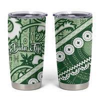 Green Bula Fiji Tumbler Cup Fijian Language Week Tapa Cloth - Pastel LT14 Green - Polynesian Pride