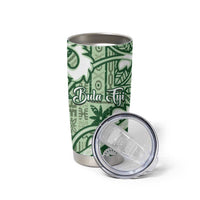 Green Bula Fiji Tumbler Cup Fijian Language Week Tapa Cloth - Pastel LT14 - Polynesian Pride