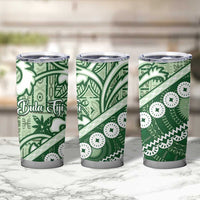 Green Bula Fiji Tumbler Cup Fijian Language Week Tapa Cloth - Pastel LT14 - Polynesian Pride