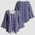 Navy Blue Japanese Palaka Pride Kimono Sleeve Blouse - Polynesian Pride