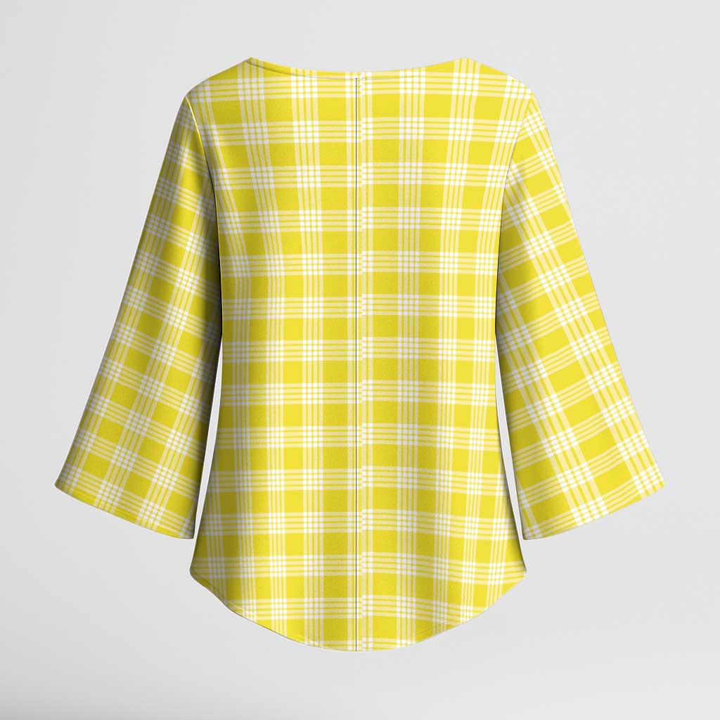 Yellow Japanese Palaka Pride Kimono Sleeve Blouse - Polynesian Pride