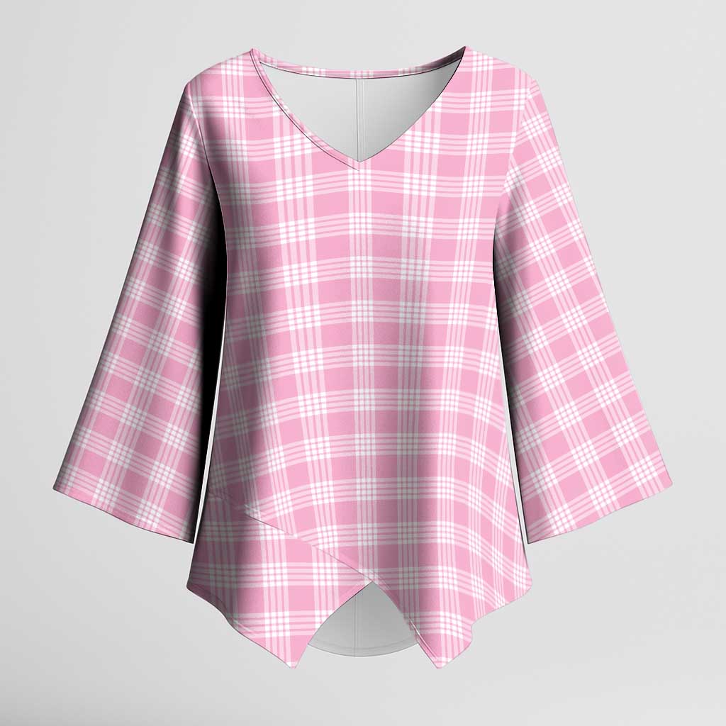 Light Pink Japanese Palaka Pride Kimono Sleeve Blouse - Polynesian Pride