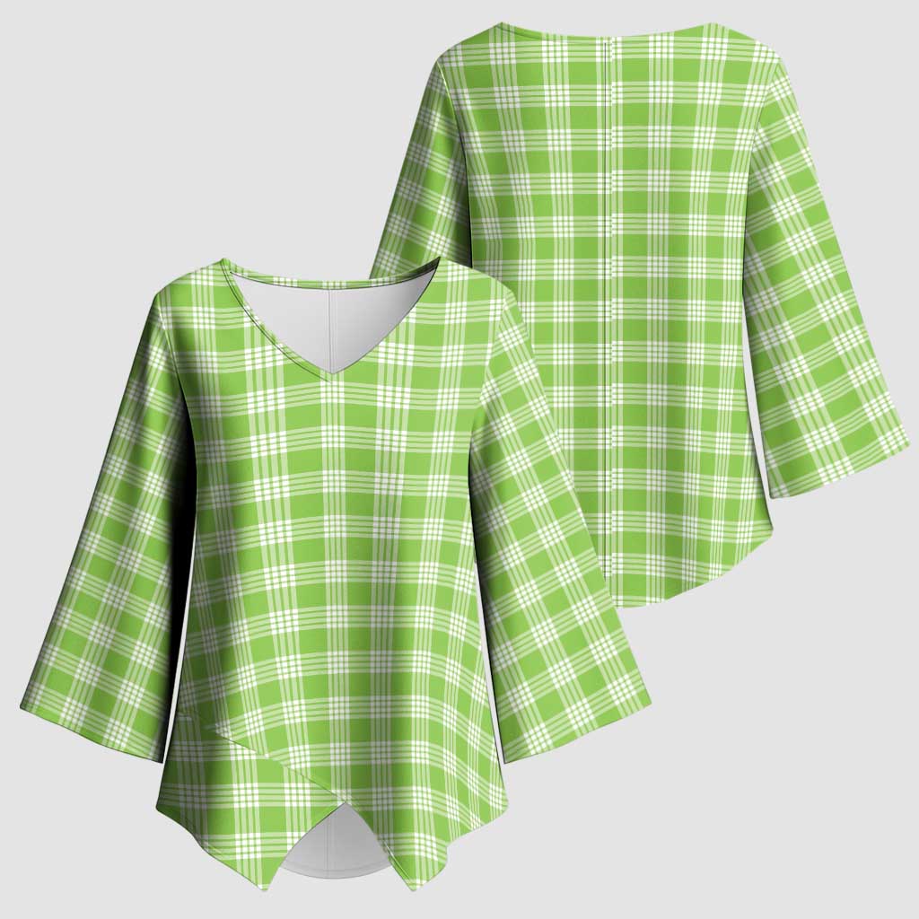 Bright Green Japanese Palaka Pride Kimono Sleeve Blouse - Polynesian Pride