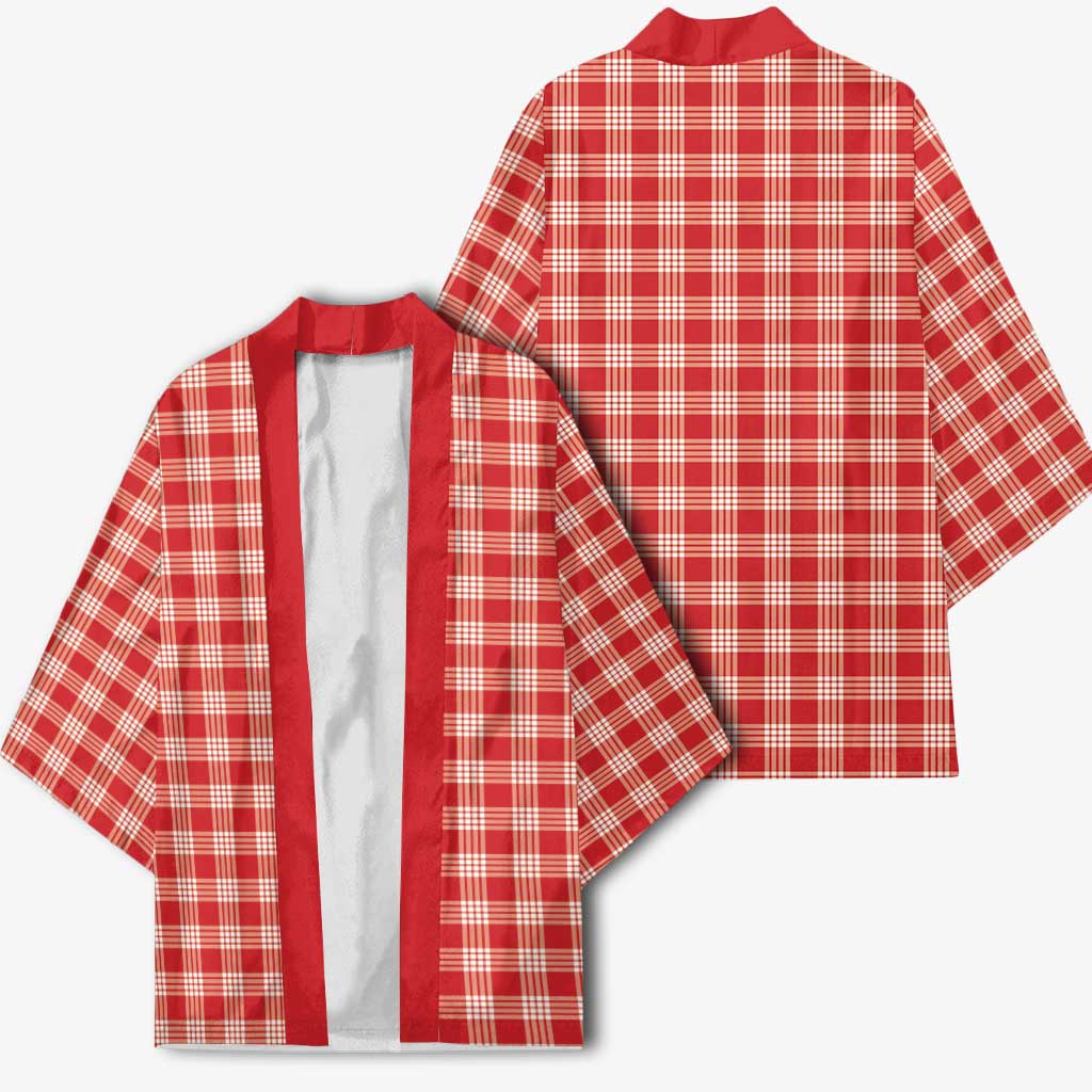 Red Japanese Palaka Pride Kimono - Polynesian Pride