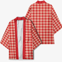 Red Japanese Palaka Pride Kimono - Polynesian Pride