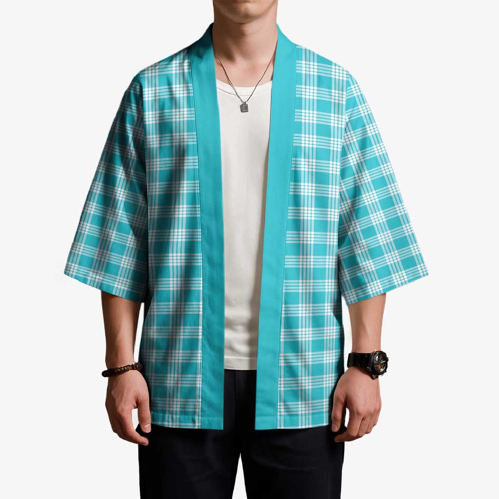 Turquoise Japanese Palaka Pride Kimono - Polynesian Pride