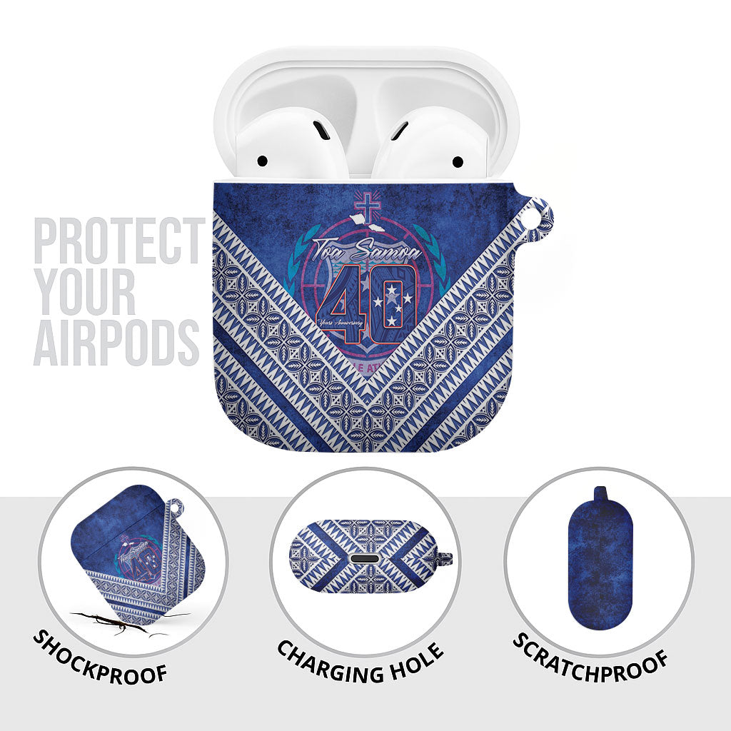 Toa Samoa Rugby AirPods Case 40th Anniversary Samoan Siapo Pattern LT14 - Polynesian Pride