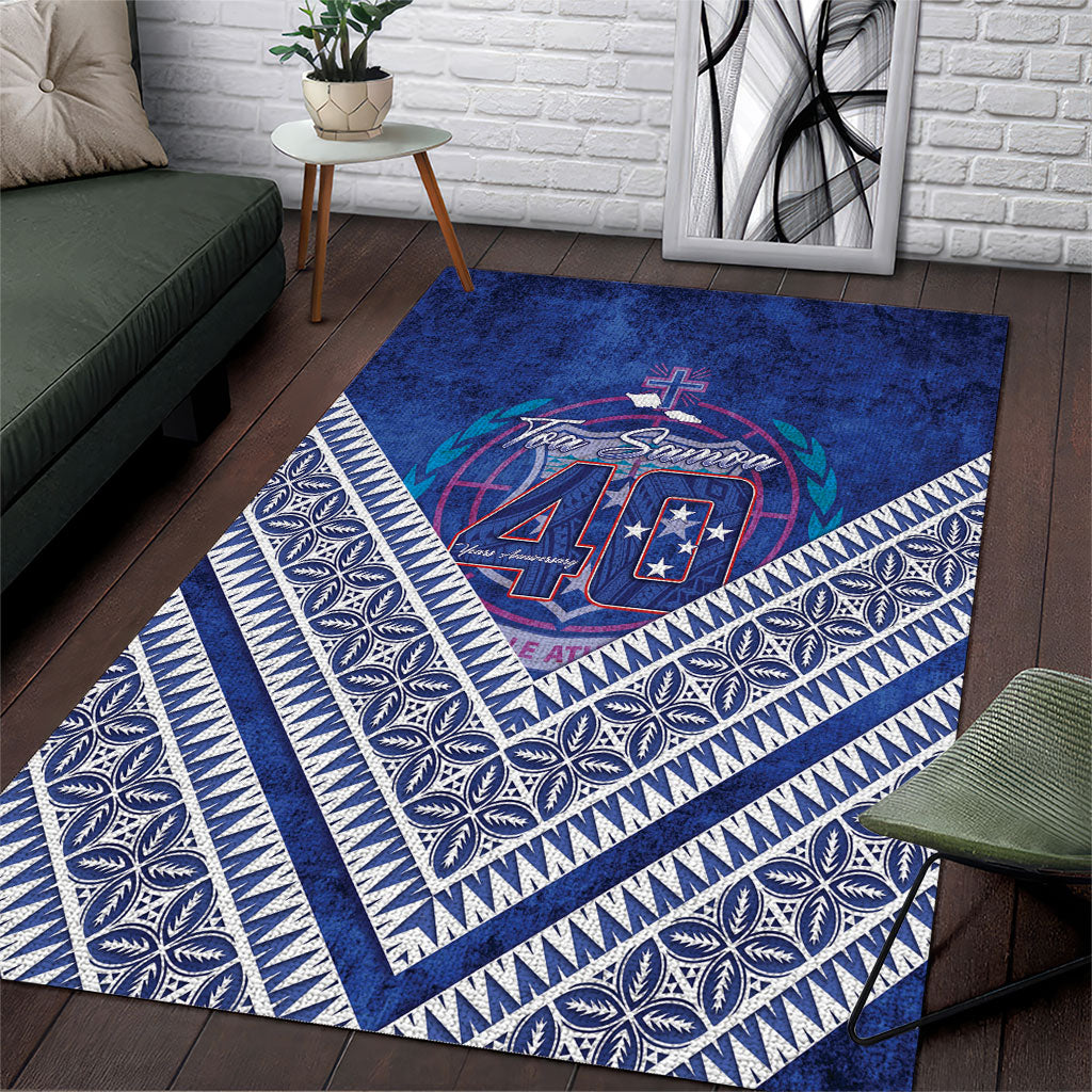 Toa Samoa Rugby Area Rug 40th Anniversary Samoan Siapo Pattern LT14 Blue - Polynesian Pride