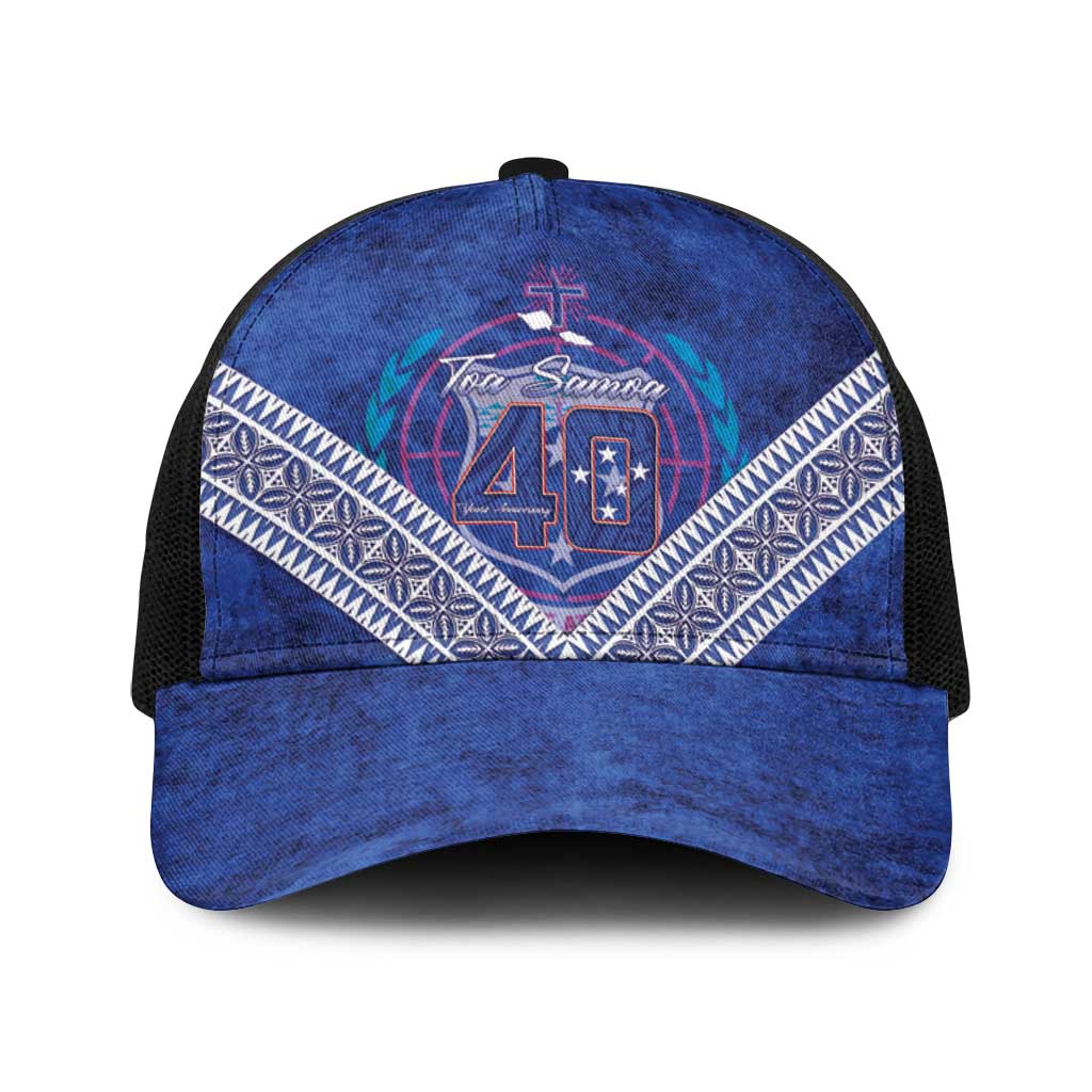 Toa Samoa Rugby Baseball Net Cap 40th Anniversary Samoan Siapo Pattern