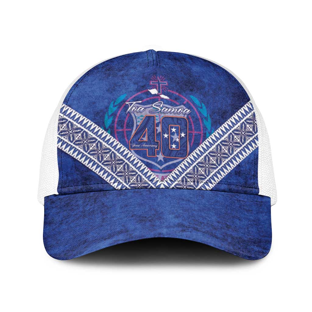 Toa Samoa Rugby Baseball Net Cap 40th Anniversary Samoan Siapo Pattern