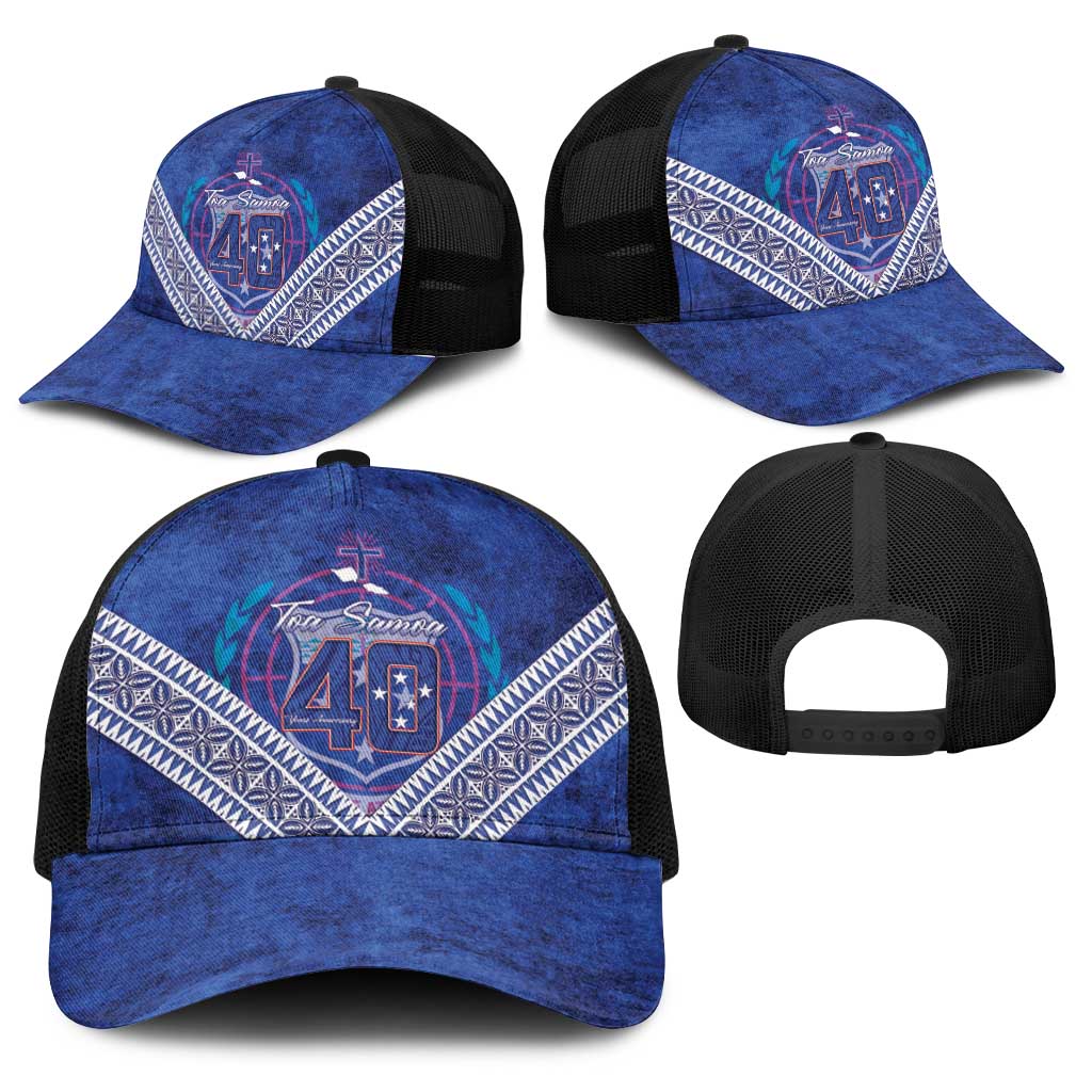 Toa Samoa Rugby Baseball Net Cap 40th Anniversary Samoan Siapo Pattern