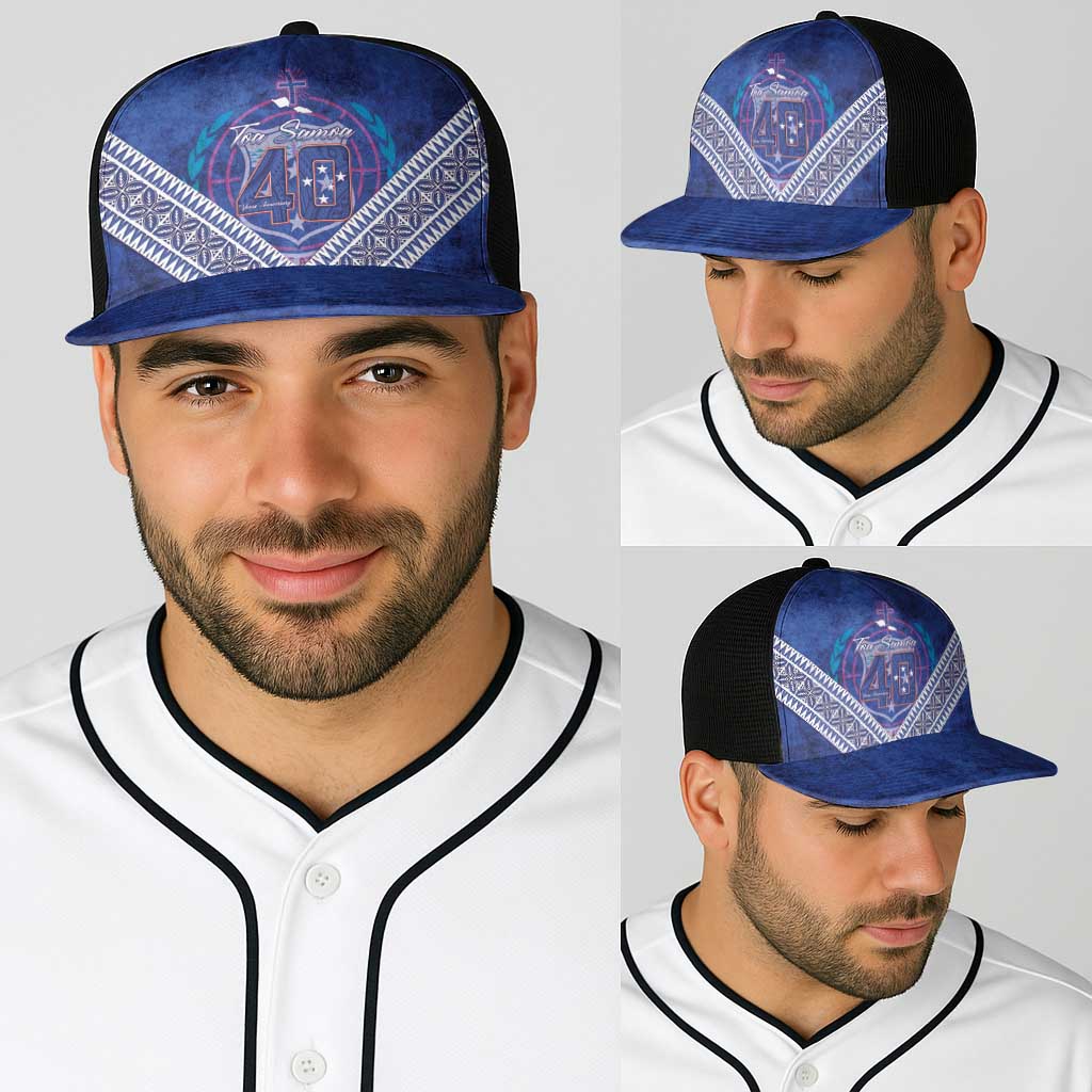 Toa Samoa Rugby Baseball Net Cap 40th Anniversary Samoan Siapo Pattern