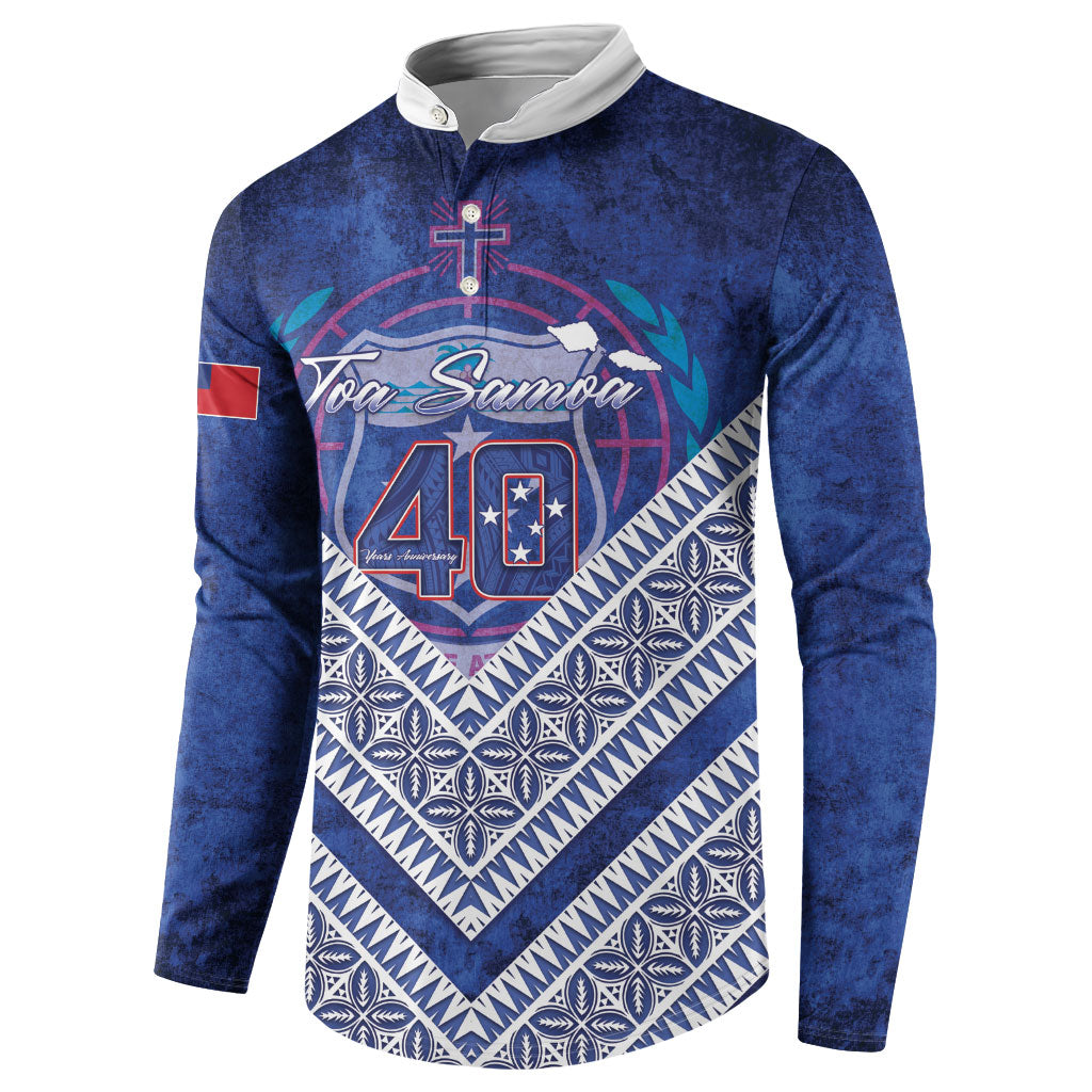 Toa Samoa Rugby Custom Button Sweatshirt 40th Anniversary Samoan Siapo Pattern LT14 - Polynesian Pride