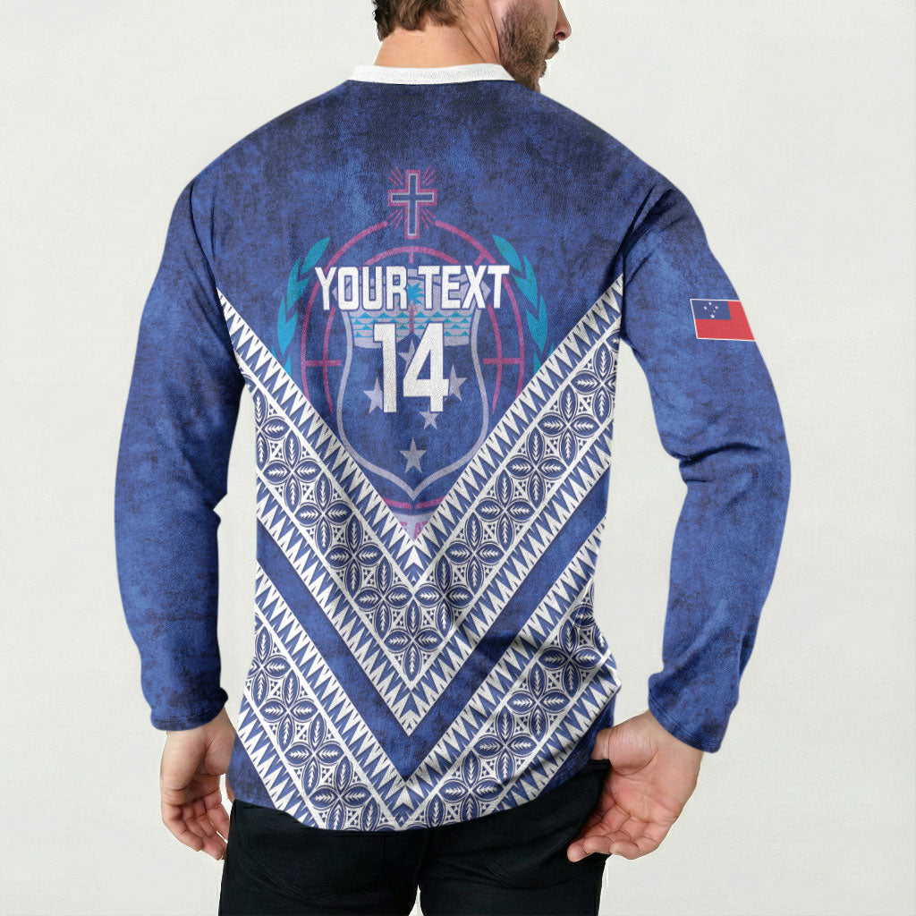 Toa Samoa Rugby Custom Button Sweatshirt 40th Anniversary Samoan Siapo Pattern LT14 - Polynesian Pride
