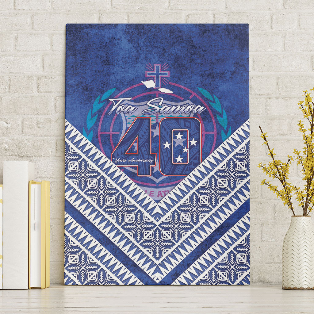 Toa Samoa Rugby Canvas Wall Art 40th Anniversary Samoan Siapo Pattern