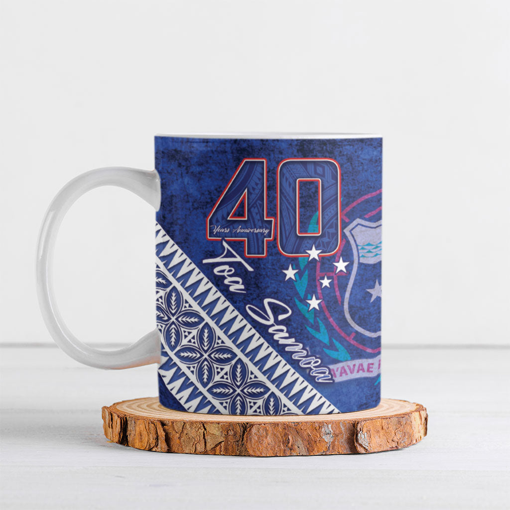 Toa Samoa Rugby Custom Ceramic Mug 40th Anniversary Samoan Siapo Pattern